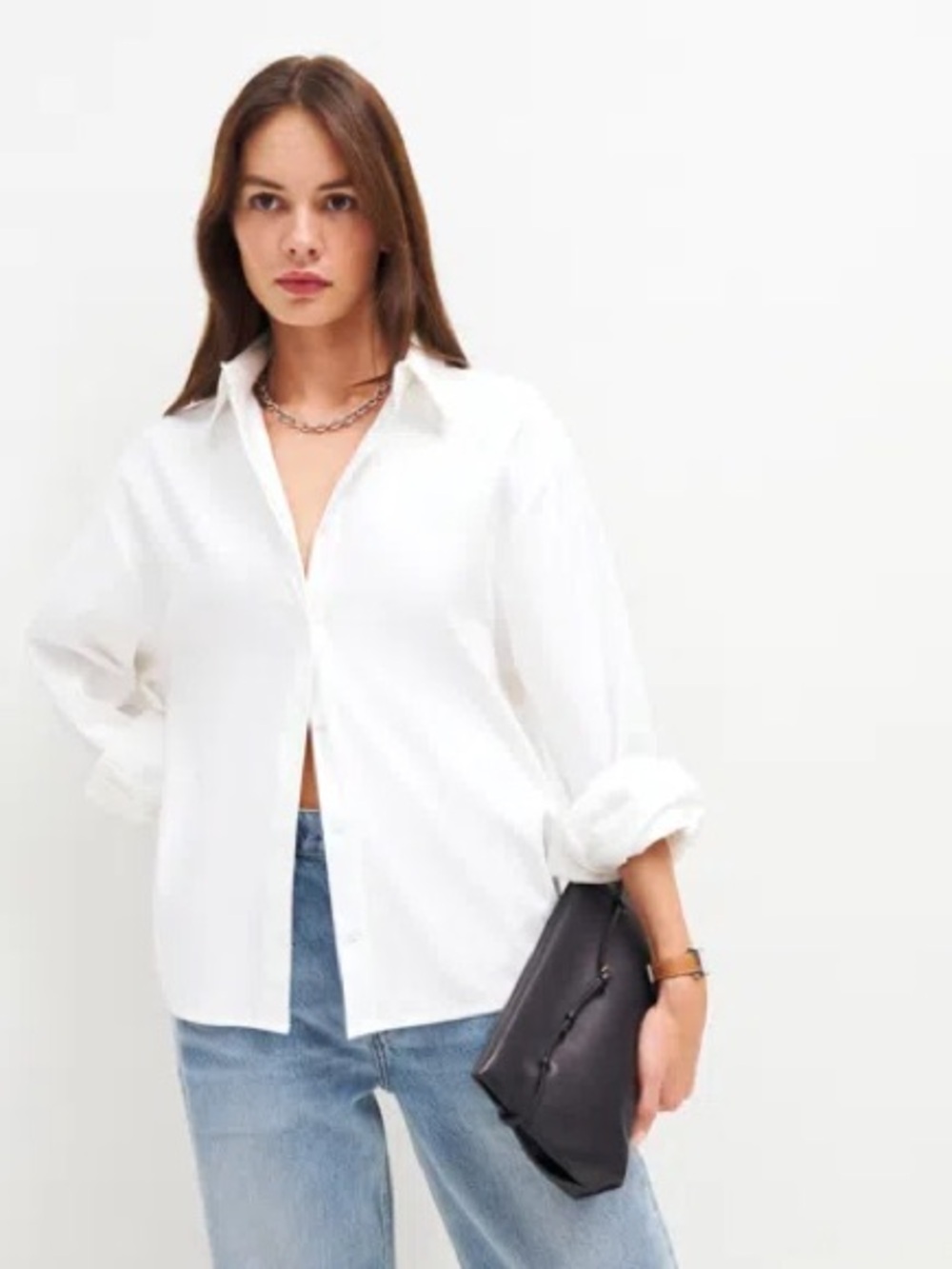 Reformation White Button Down Shirt Cotton